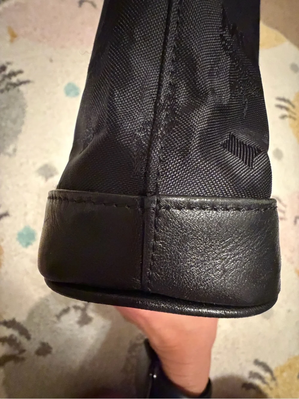MCM Black Vintage Monogram Nylon Crossbody with Gold Plaque